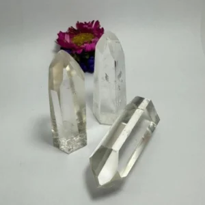 Kit de 3 Cuarzos Cristales grandes Hexagonal Pulidos de 6-7 cm