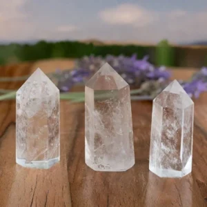 Kit de 3 Cuarzos Cristales Hexagonal Pulidos de 4 a 5 cm